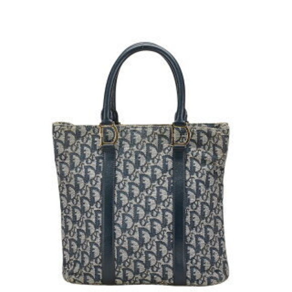 Dior Trotter handbag Navy Blue beige Leather - Picture 1 of 8